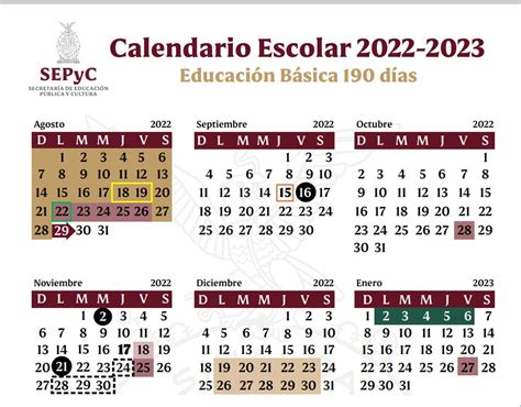 calendario oficial sep 2023